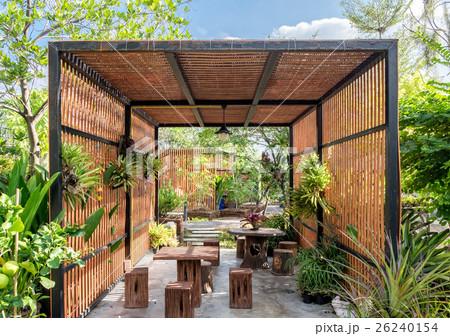 Architecture building wooden exterior in garden Architecture building wooden exterior in garden 26240154