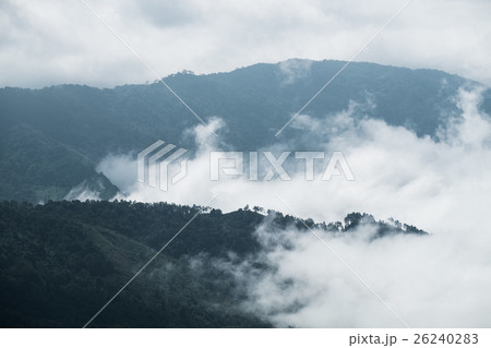 Cloud fog motion through mountain 26240283