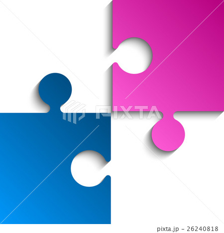 Vector 2 Puzzles Pink Blue Pieces JigSaw. 26240818