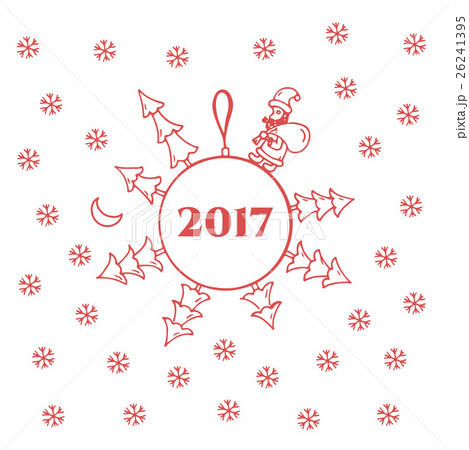 Red ball with Christmas trees, Santa Claus Red ball with Christmas trees, Santa Claus 26241395
