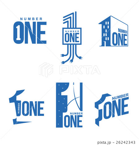 Set of blue and white number one logo templates 26242343