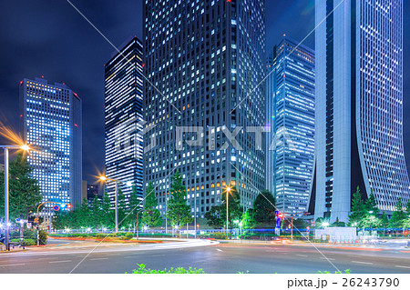 東京 新宿ビル街の夜景の写真素材