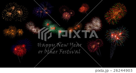 abstract Fireworks light up the dark sky 26244903