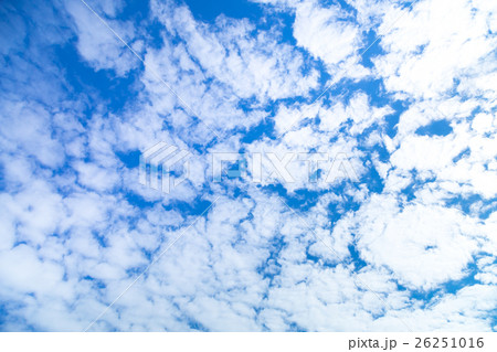 雲　高積雲　積雲　雲片　青い空　一般的な空と雲　白い雲　秋の空　背景用素材　クラウド　合成用背景 26251016