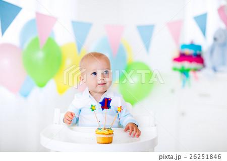 Little baby boy celebrating first birthday 26251846