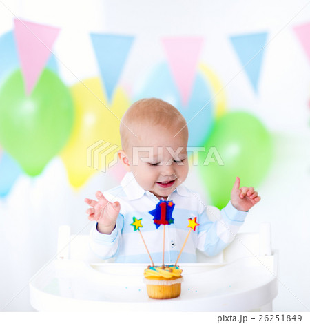 Little baby boy celebrating first birthday 26251849