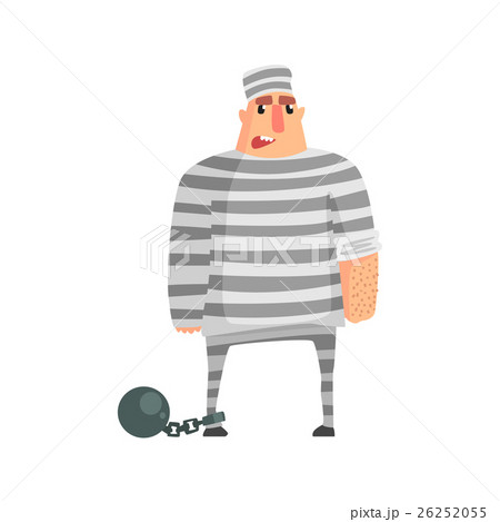 Criminal InStripy Prison Uniform Standing In Irons 26252055