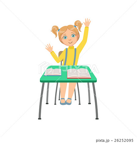 Schoolgirl Sitting Behind The Desk In School Class Schoolgirl Sitting Behind The Desk In School Class 26252095