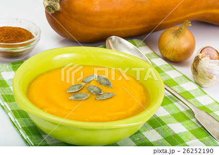 Pumpkin and Carrot Cream Soup with Seeds Diet Food 26252190