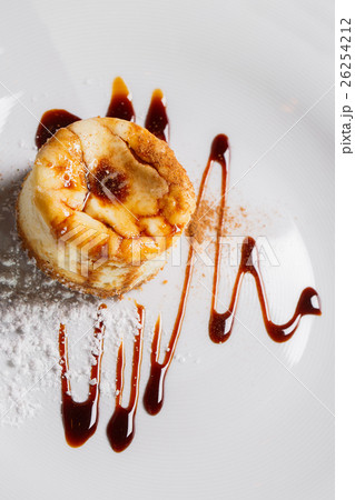 Cheese cake. Cottage . Plate of fresh pancakes 26254212