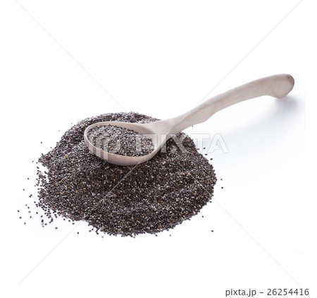 Chia seeds in spoon on white Chia seeds in spoon on white 26254416