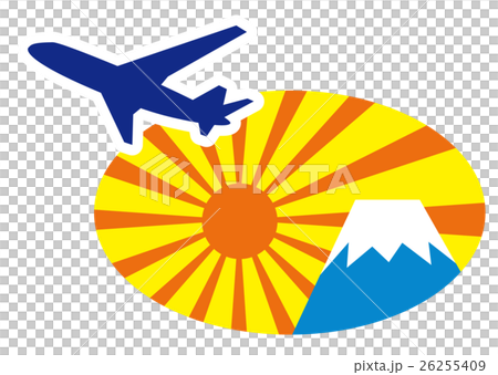 富士山的飛機 插圖素材 圖庫