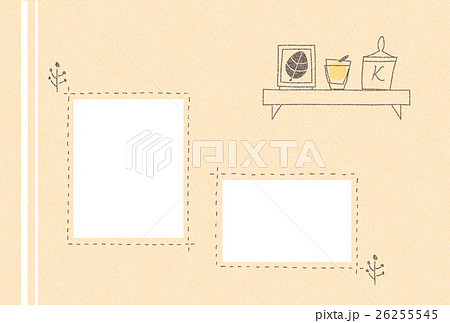 フォトフレーム シンプル カフェ メモのイラスト素材
