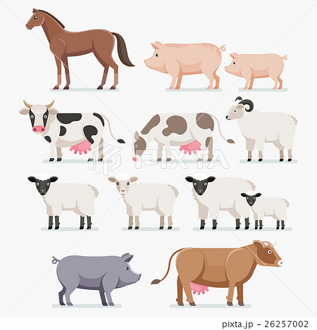 Animal farm set. The horse pig cow goat and sheep. 26257002