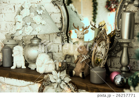 Shelf with mirror lamp candles, angels Shelf with mirror lamp candles, angels 26257771