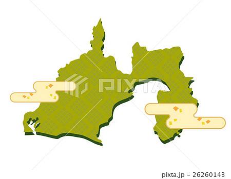 静岡県 和紙加工風 地図のイラスト素材