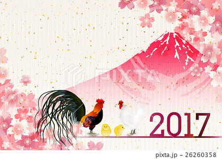 酉　桜　年賀状　背景  26260358