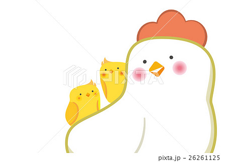 ニワトリとひよこ 年賀状 シリーズ のイラスト素材