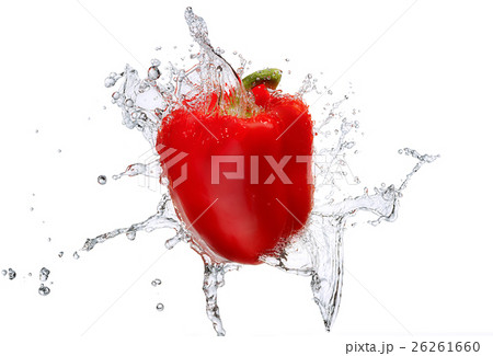 Water splash with bell pepper isolated 26261660