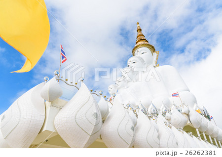 Five white Buddha image in Phetchabun, Thailand. 26262381