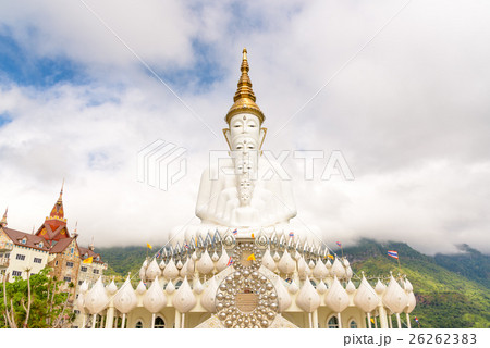 Five white Buddha image in Phetchabun, Thailand. 26262383