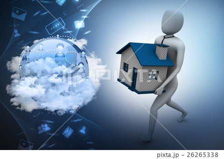 3d man holding house 3d man holding house 26265338