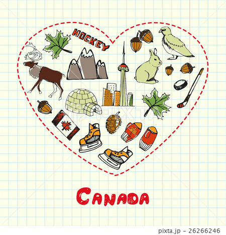 Canada Symbols Pen Drawn Doodles Vector Collection 26266246