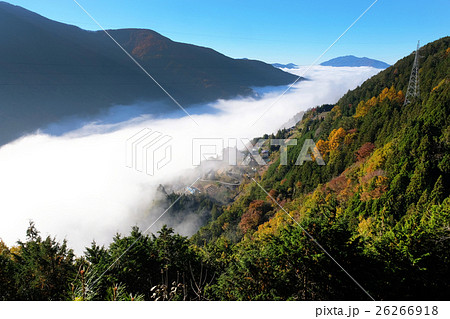 絶景 にほんの里100選 下栗の里 通称 天空の里 の写真素材
