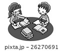 書籍_調べ学習_二人_モノクロ 26270691