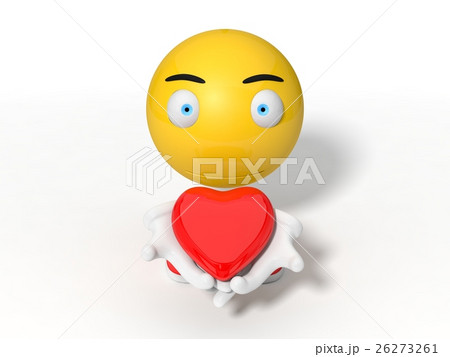 simple yellow smiley ball character. giving red 26273261