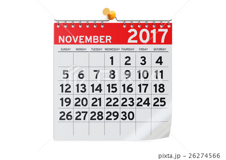 November 2017 calendar, 3D rendering 26274566