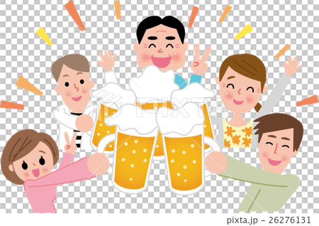 歓送迎会 新年会 忘年会 乾杯 お祝い ジョッキのイラスト素材