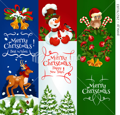 Merry Christmas, Happy New Year vector banners 26276183