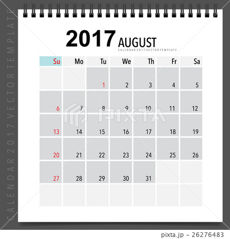 2017 Calendar planner vector design, monthly calendar template for August. 26276483
