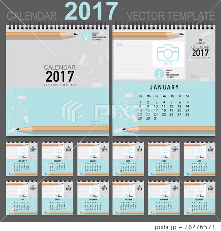 2017 Calendar planner, vector design template. Set of 12 months. Week starts Sunday. 2017 Calendar planner, vector design template. Set of 12 months. Week starts Sunday. 26276571