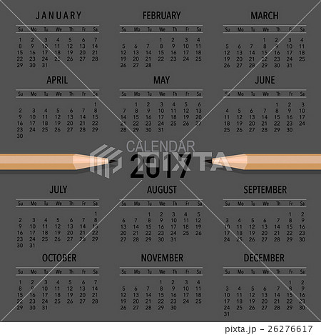 2017 Calendar planner, vector design template. Set of 12 months. Week starts Sunday. 26276617