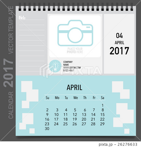 2017 Calendar planner vector design, monthly calendar template for April. 26276633