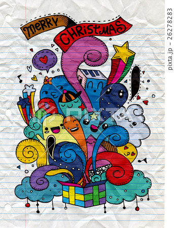 Hand drawing cartoon character,Merry Christmas . 26278283