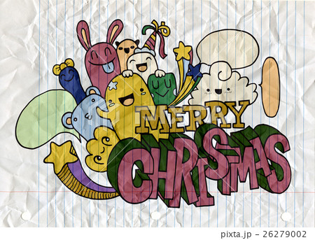 Hand drawing cartoon character,Merry Christmas  26279002