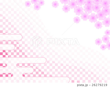 和柄「市松模様に桜と霞模様」 26279219