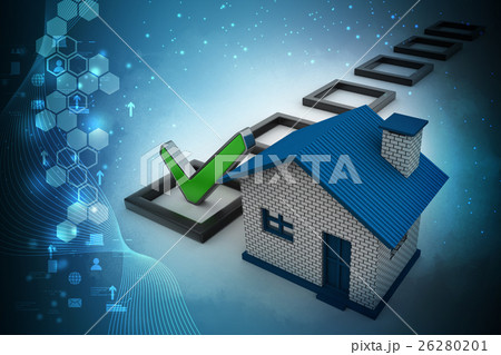 Home with check mark and column 26280201