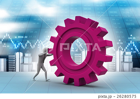 3d man pushing the gear 26280575