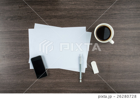 Smart Phone, paper, Eraser and Mechanical pencil 26280728