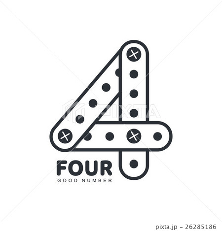 Number four logo template made of straight and 26285186