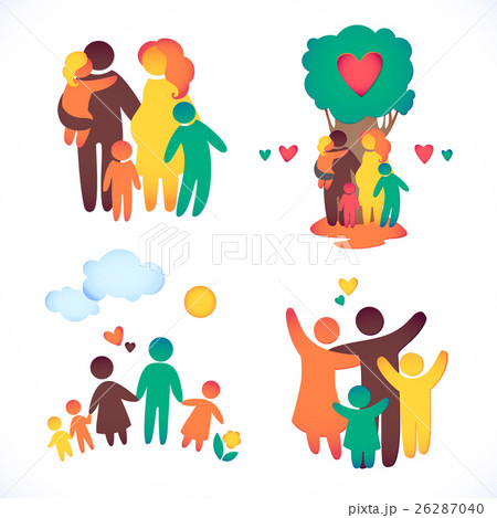 Happy family icon multicolored in simple figures 26287040