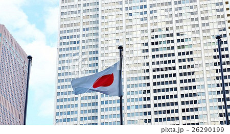 東京の名所案内・都庁舎を背にはためく日本国旗・横位置 東京の名所案内・都庁舎を背にはためく日本国旗・横位置 26290199