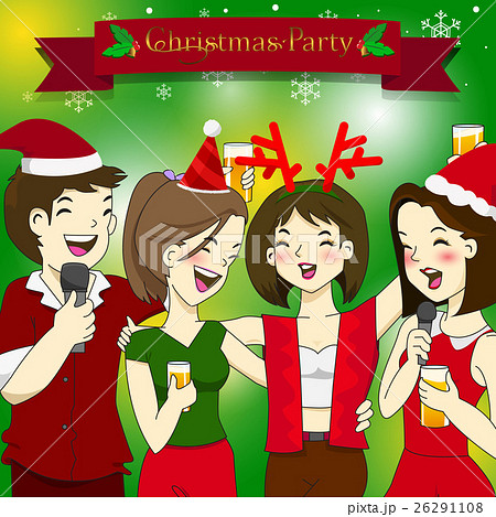 Funny best friends enjoying christmas party 26291108
