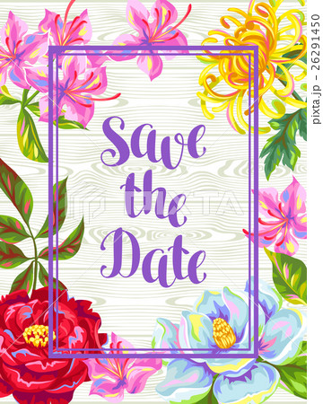 Invitation card with China flowers. Bright buds of Invitation card with China flowers. Bright buds of 26291450