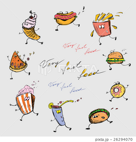 Funny fast food, hand drawing 26294070