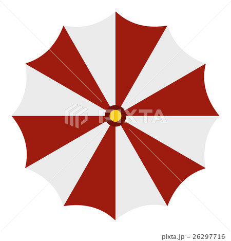 Red and white beach umbrella icon, flat style Red and white beach umbrella icon, flat style 26297716